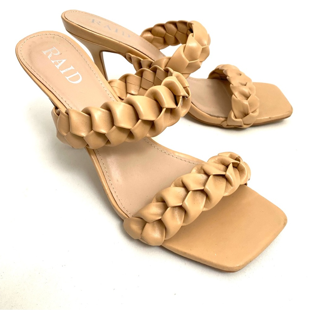 RAID Womens Heel Sandals Open Toe Size 7.5 / 38 Nude Color Shoes
